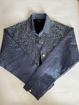 Giubbotto Denim Purple con Strass Taglia S