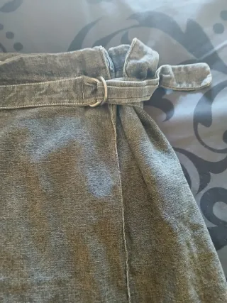 Falda midi vaquera gris azulada