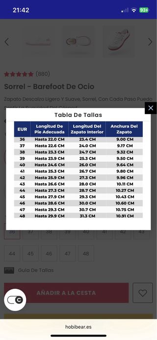 Zapatillas HobbyBear Barefoot Talla 41