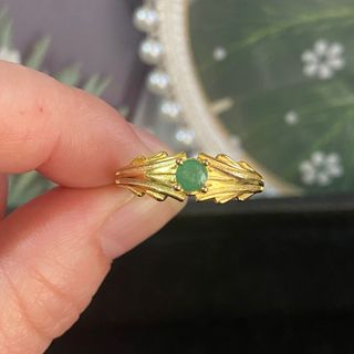 Anillo Plata Esmeralda Natural Ajustable