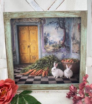 Cuadros verde y rosa con conejitos 10 euros unidad
