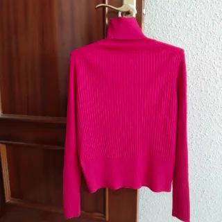 Jersey de punto acanalado fucsia vibrante