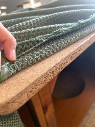 Mesa camilla cristal y tela verde