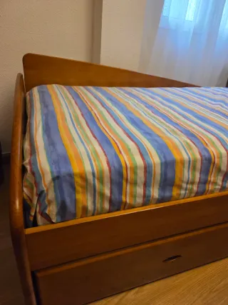 Cama nido madera maciza miel con cajón