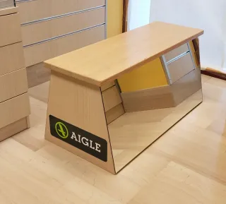 Banco zapatería madera y espejo