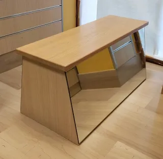 Banco zapatería madera y espejo