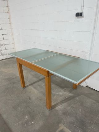 Tavolo da Cucina in Legno e Cristallo