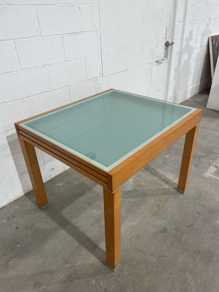 Tavolo da Cucina in Legno e Cristallo