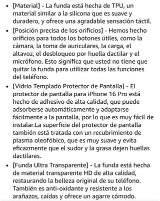 Funda iPhone 16 Pro Negra