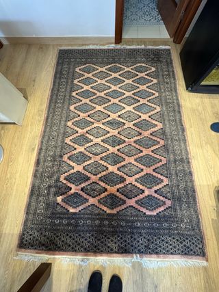 Preziosa moquette di lana rosa e grigia