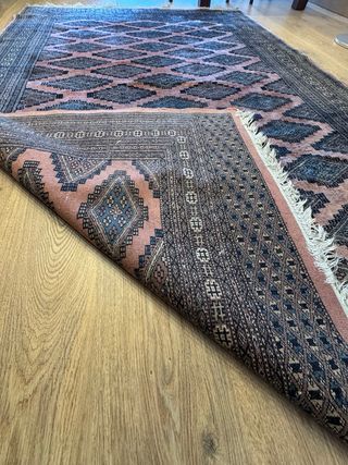 Preziosa moquette di lana rosa e grigia