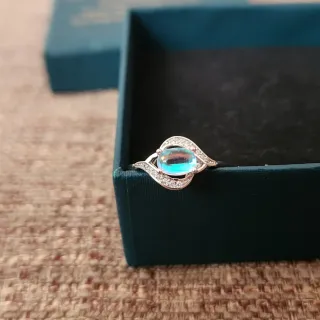 Anillo Plata 925 Piedra Azul Ópalo