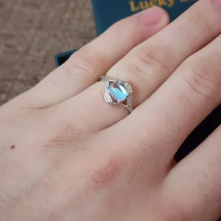 Anillo Plata 925 Piedra Azul Ópalo