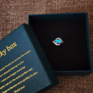 Anillo Plata 925 Piedra Azul Ópalo