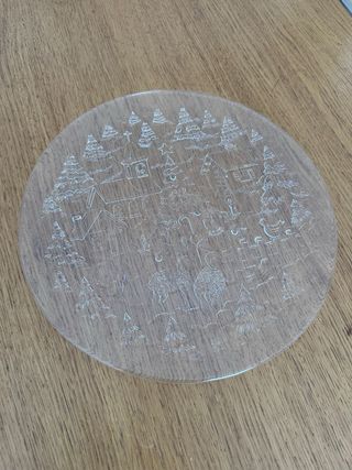 Piatto di vetro per pizza natalizio inciso 32 cm