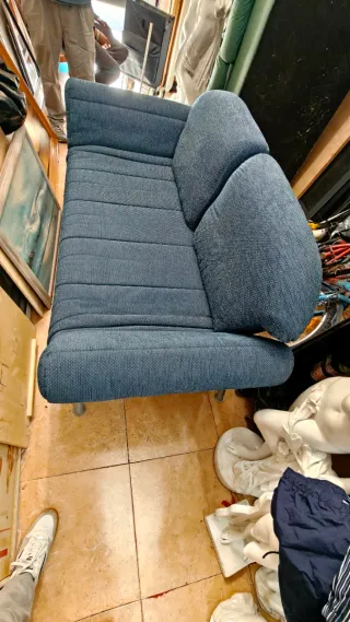 Sofá Cama Azul y Gris