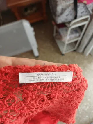 Top Zara Rojo Encaje Tirantes