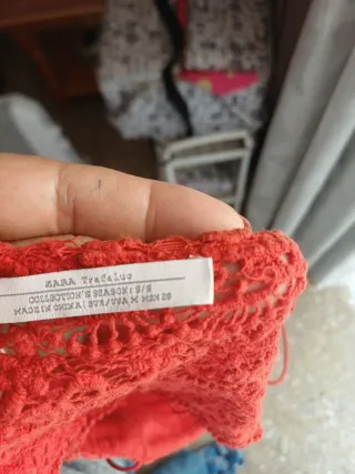 Top Zara Rojo Encaje Tirantes