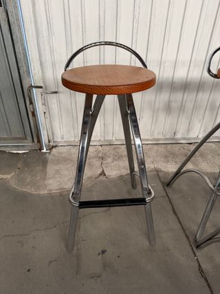 Sgabelli alti in metallo e legno vintage