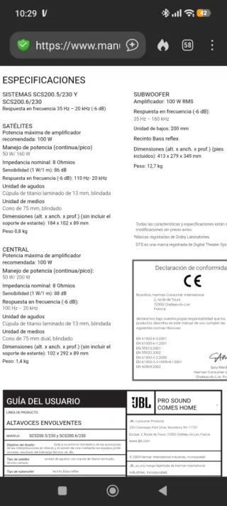 Altavoces Home Cinema JBL SCS200.5/230