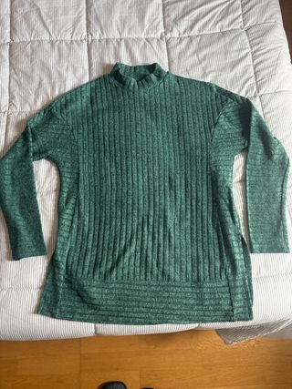 Jersey canalé verde talla L