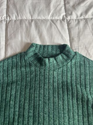 Jersey canalé verde talla L