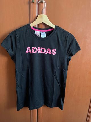 Camiseta Niña Adidas Negra Rosa