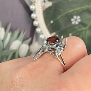 Anillo Plata Granate Natural Dragón