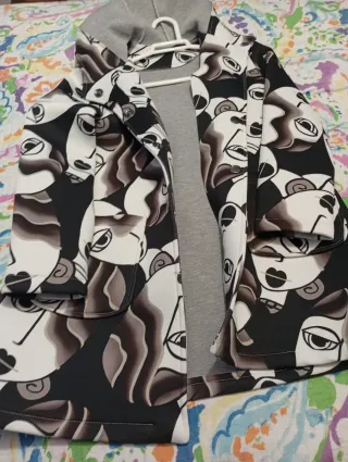 Vestido largo estampado blanco y negro