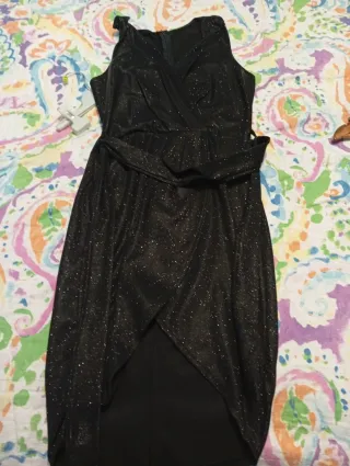 Vestido largo estampado blanco y negro