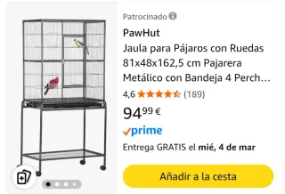 Jaula para pájaros PawHut con ruedas