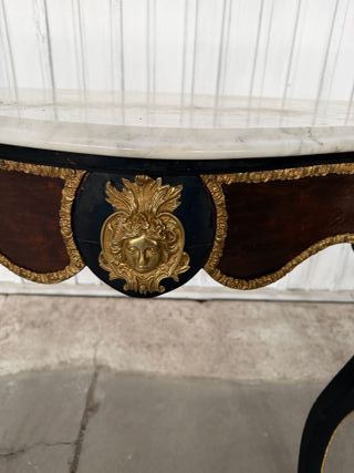 Consola Mármol y Madera con Detalles Dorados