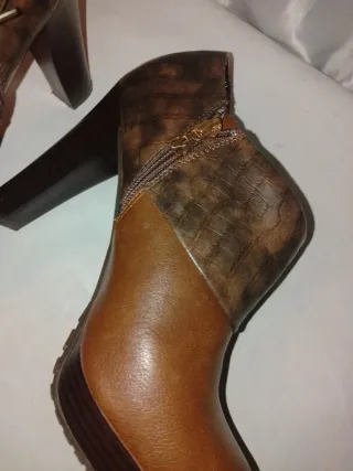 Botines tacón marrón mujer