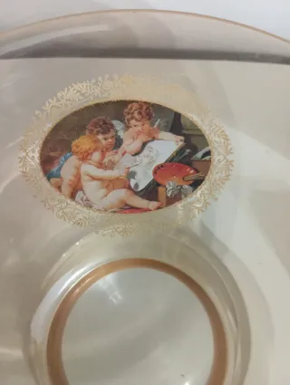 Alzata in Vetro Ambrato con Cherubini