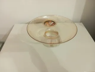 Alzata in Vetro Ambrato con Cherubini