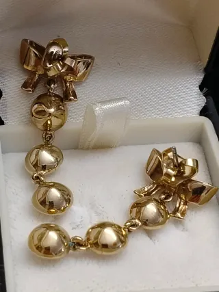 Pendientes vintage chapado oro lazo