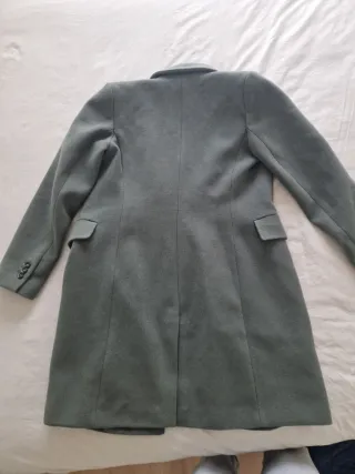 Abrigo cruzado lana verde MANGO