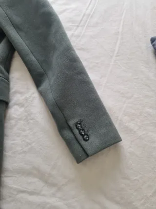 Abrigo cruzado lana verde MANGO