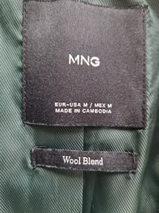 Abrigo cruzado lana verde MANGO