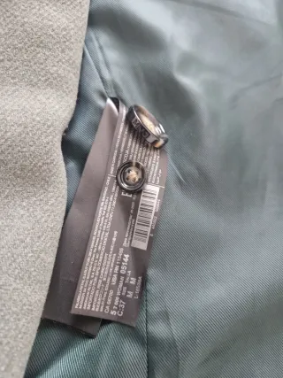 Abrigo cruzado lana verde MANGO