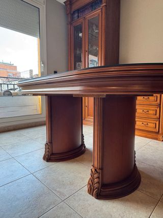 Mesa extensible comedor cristal y 6 sillas