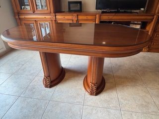 Mesa extensible comedor cristal y 6 sillas