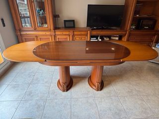 Mesa extensible comedor cristal y 6 sillas