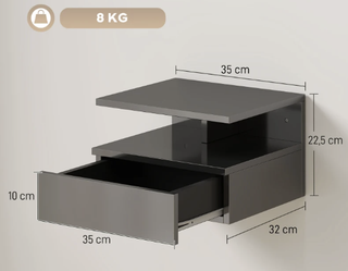 Mesitas Noche Flotantes Cajón y Estante