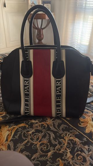 Borsa Gaelle Paris nera e rossa con strisce