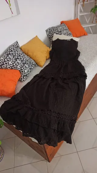 Abito Motivi pizzo Sangallo moka