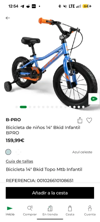 Bicicleta infantil 14 - 1 solo uso
