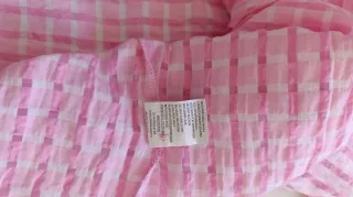 Camisa manga corta, Love M, cuadros rosa, talla S