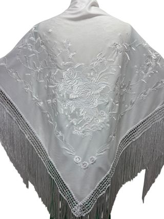 Manton Flamenco Blanco Bordado Flor