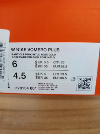 Nike Vomero Plus Talla 36.5 Rosa Dorado
